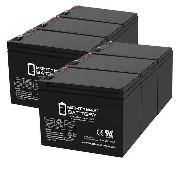 12V 8Ah SLA Battery Replacement for Silent Knight 5395 - 6 Pack, Mighty Max Battery, Mfr#: ML8-12MP6111513391616